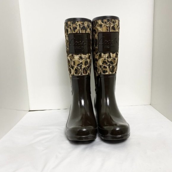 Coach Pearl Signature Leopard Print Rain Boots Signature Leopard - Picture 2 of 12
